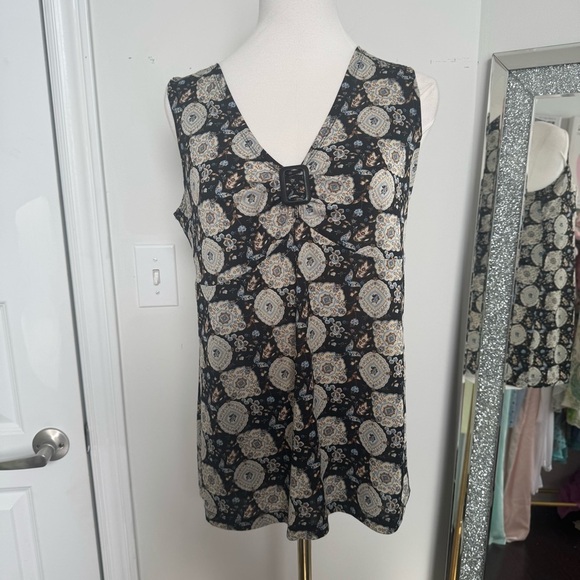 Y2K vintage digit@l Black and Cream Patterned blouse grunge fairy L - Picture 3 of 5